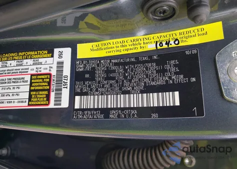 2010 Toyota Tundra Grade 4.6L V8 из США, поврежденный, VIN 5TFRM5F12AX008702